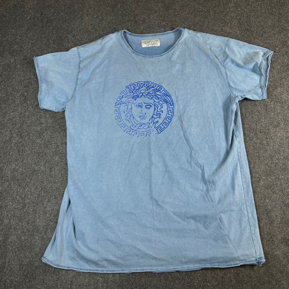 Earth Colored by Lytras Medusa Embroidered Blue Cotton T-Shirt XXL Greece